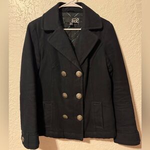 Fox Racing Pea Coat Women’s Navy Blue Button Sport Coat